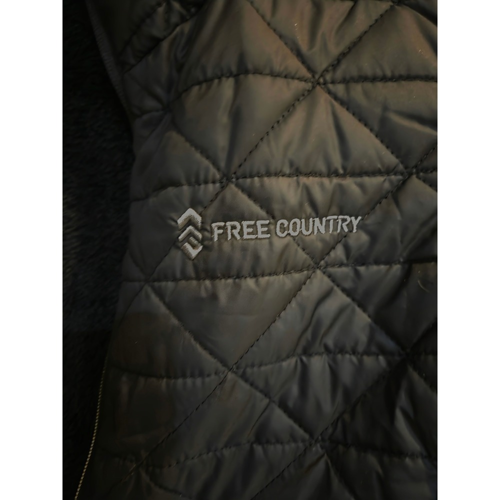 Free Country Womens XL Black Quilted Faux Fur Lined Puffer Vest Full Zip Pockets - Picture 3 of 6